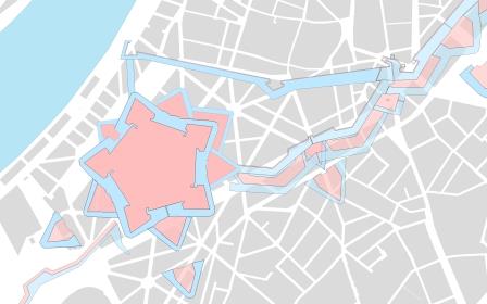 Projection of the citadel on the street map of the present-day 'Zuid' quarter