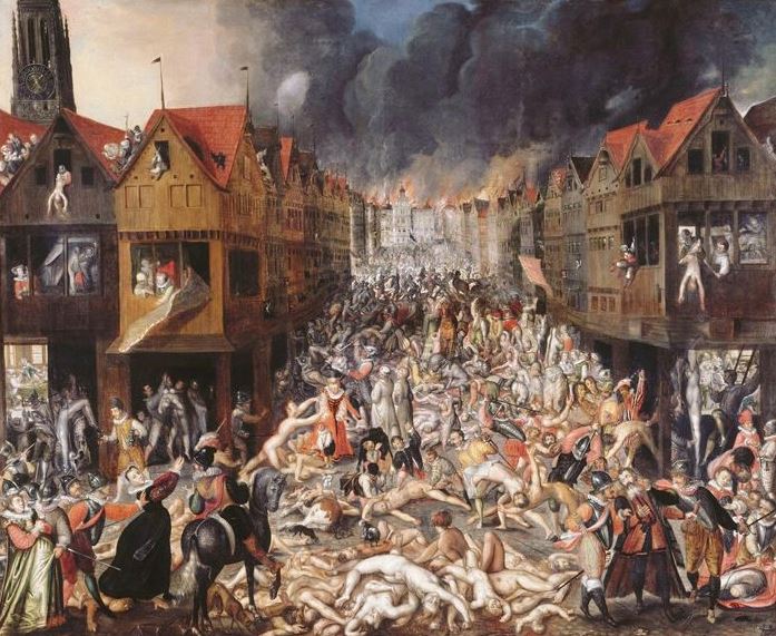 The Spanish Fury and the town hall on fire