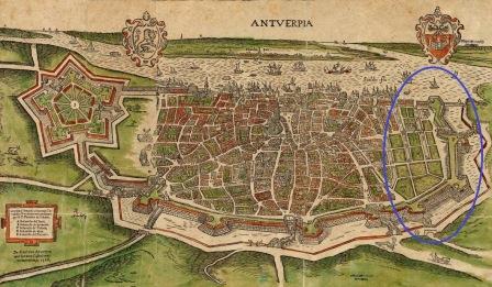 Zestiende-eeuwse kaart Nieuwstad met vlieten