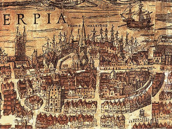 Antwerpse burcht op kaart Bononiensis